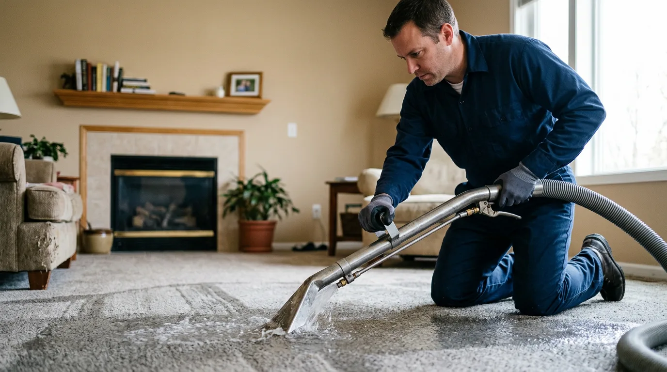 Water damage restoration technician working near Macon, NC